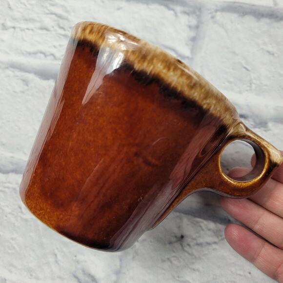 Vintage Hull Retro Diner Style Brown Drip Glaze Mug OvenProof USA - Picture 7 of 12